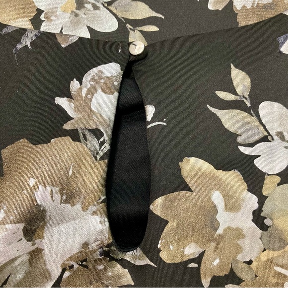 Black Silver and Gold Floral Print Sleeveless Sheath Dress Size Small Metallic - Picture 13 of 16